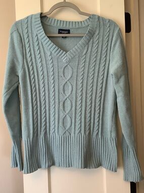 Sonoma Pale Blue Cable-Knit V-Neck Sweater
